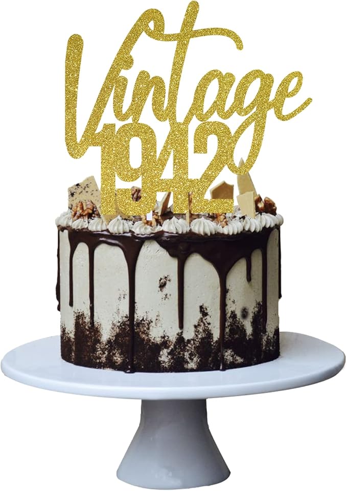 复古 1942 蛋糕装饰,适合 80 岁男女生日,搞笑 80 岁精美快乐八十派对